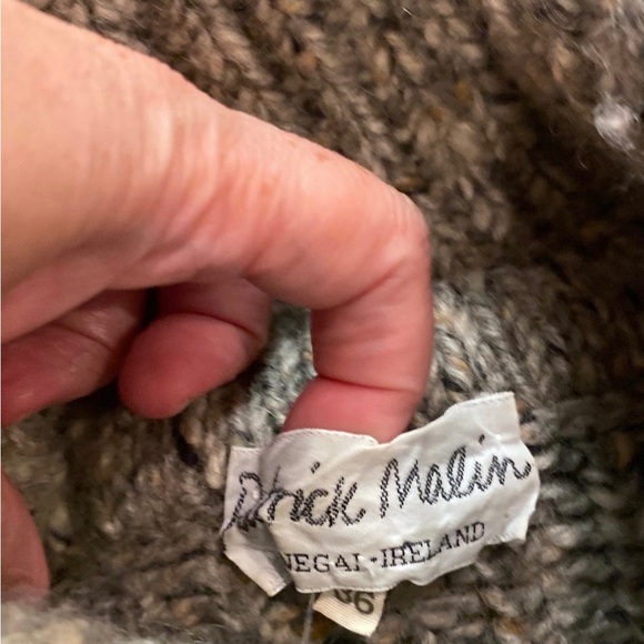 Patrick Malin Irish Wool Cable Knit Aran Fisherman’s Sweater Turtleneck Gray - Picture 4 of 4